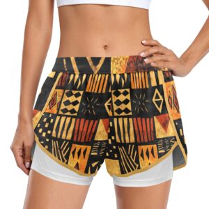 Calzonas tribales Pantalones cortos deportivos para mujer con forro de compresión (Modelo L63)