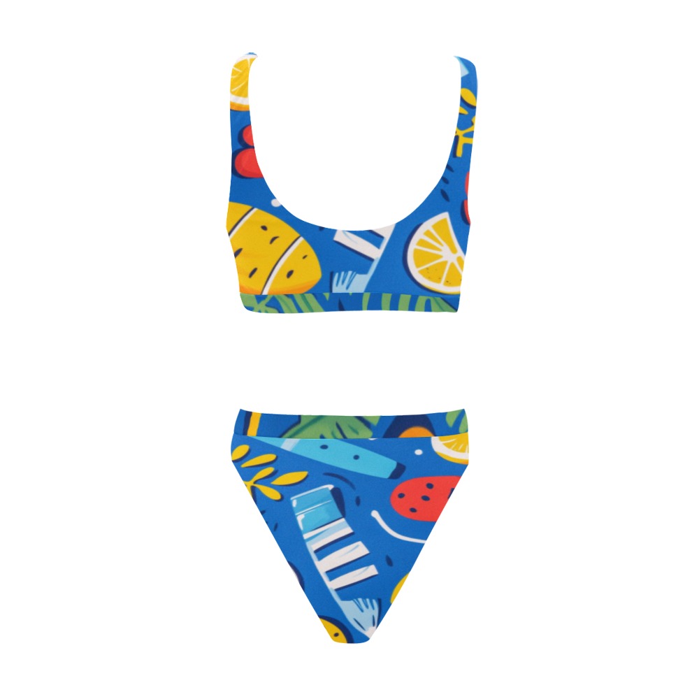 Bikini frutal Top deportivo y traje de baño bikini de tiro alto (Modelo S07) - Imagen 5