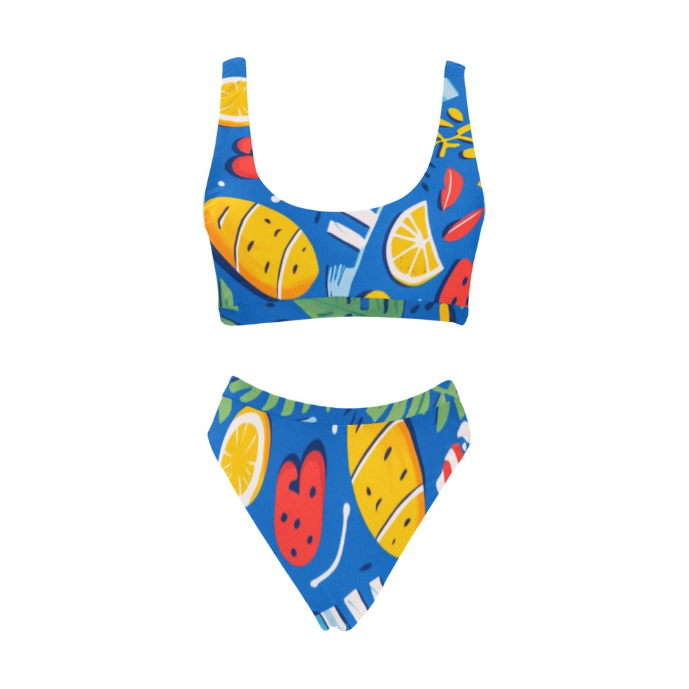 Bikini frutal Top deportivo y traje de baño bikini de tiro alto (Modelo S07) - Imagen 4
