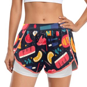 Calzonas frutales Pantalones cortos deportivos para mujer con forro de compresión (Modelo L63)
